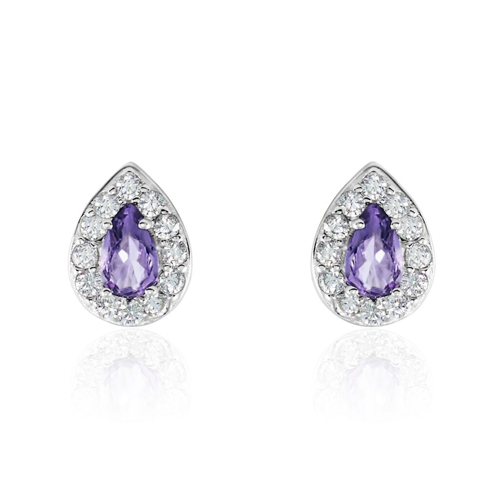 Boucles D'oreilles Puces Argent Blanc Tania Oxydes De Zirconium - Boucles d'oreilles fantaisie Femme | Histoire d’Or
