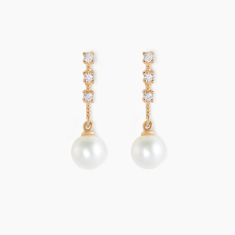 Boucles D'oreilles Pendantes Louise-marie Or Jaune Perle De Culture - Boucles d'oreilles pendantes Femme | Histoire d’Or