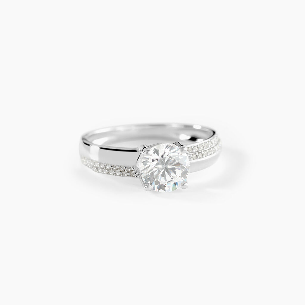 Bague Solitaire Messine Or Blanc Oxyde De Zirconium - Bagues solitaires Femme | Histoire d&rsquo;Or