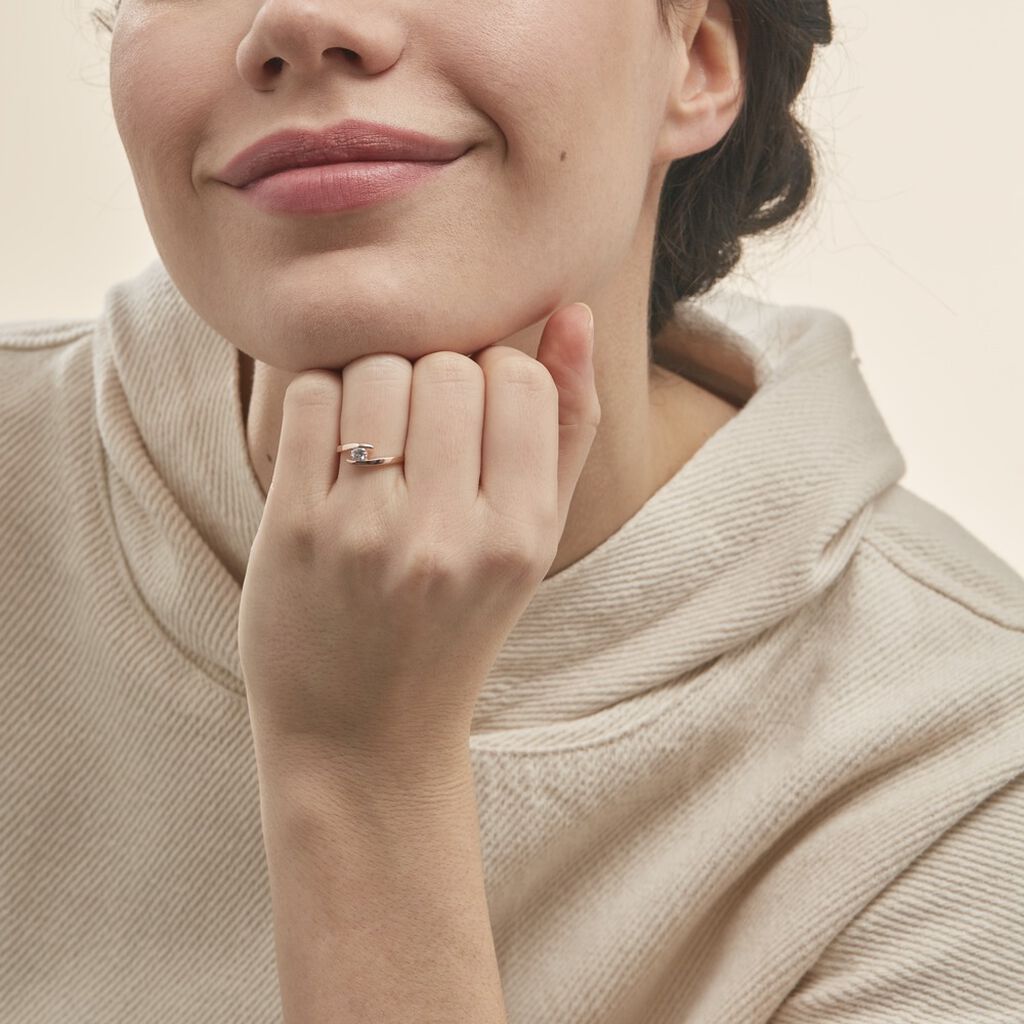 Bague Solitaire Camilia Or Rose Oxyde De Zirconium - Bagues solitaires Femme | Histoire d’Or