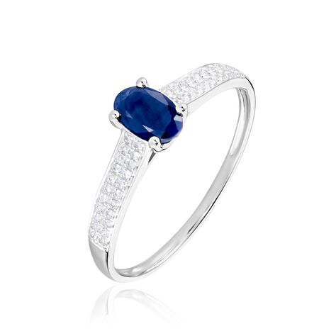 Bague Solitaire Or Blanc Crista Saphir Diamants - Bagues solitaires Femme | Histoire d’Or