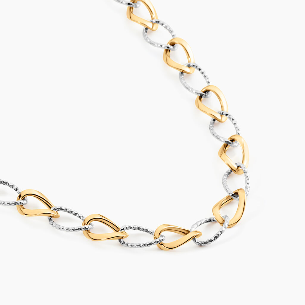 Collier Joice Maille Altern&eacute;e Et Godronne Or Bicolore - Chaines Femme | Histoire d&rsquo;Or
