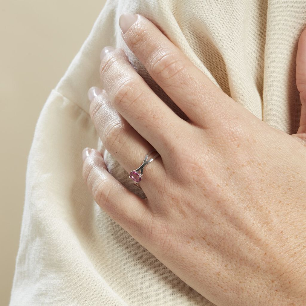 Bague Mykola Or Blanc Topaze Rose - Bagues solitaires Femme | Histoire d’Or