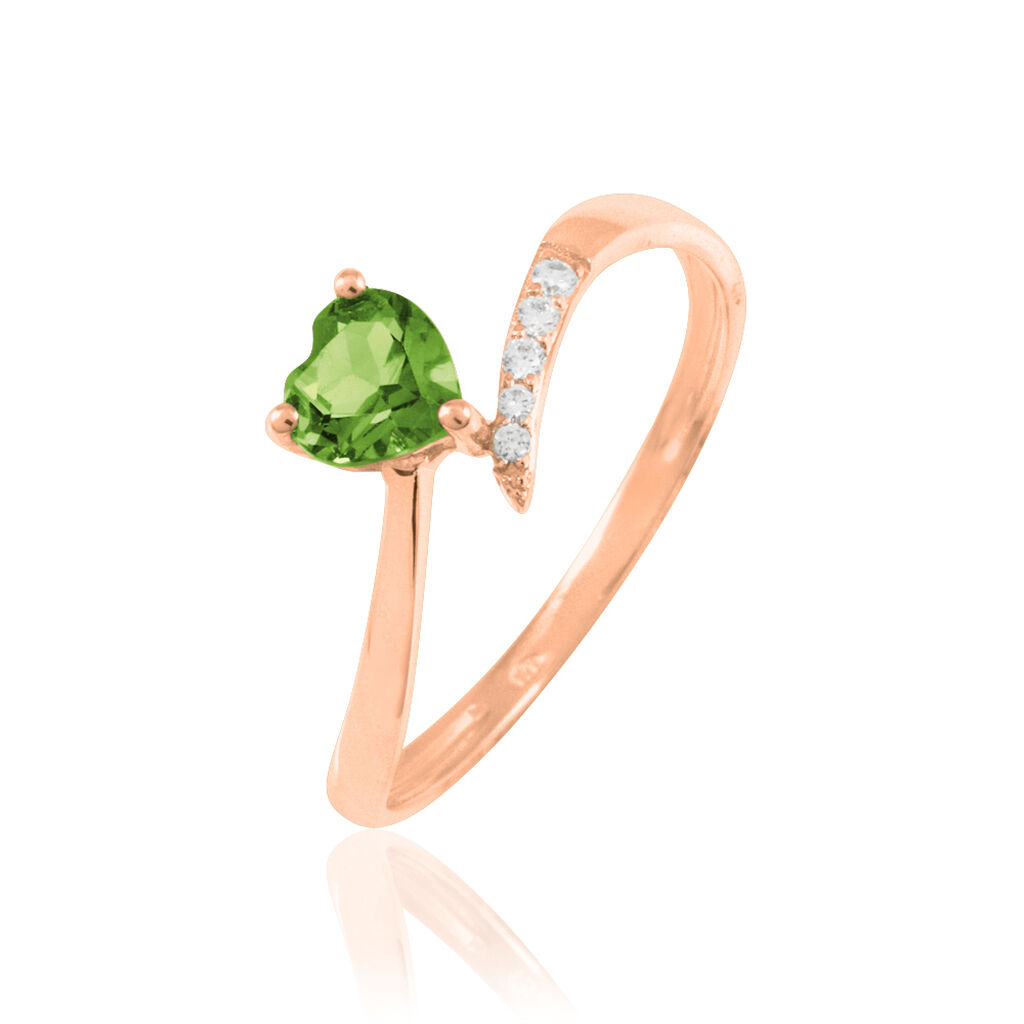 Bague Eva Or Rose P&eacute;ridot Et Diamant - Bagues solitaires Femme | Histoire d&rsquo;Or