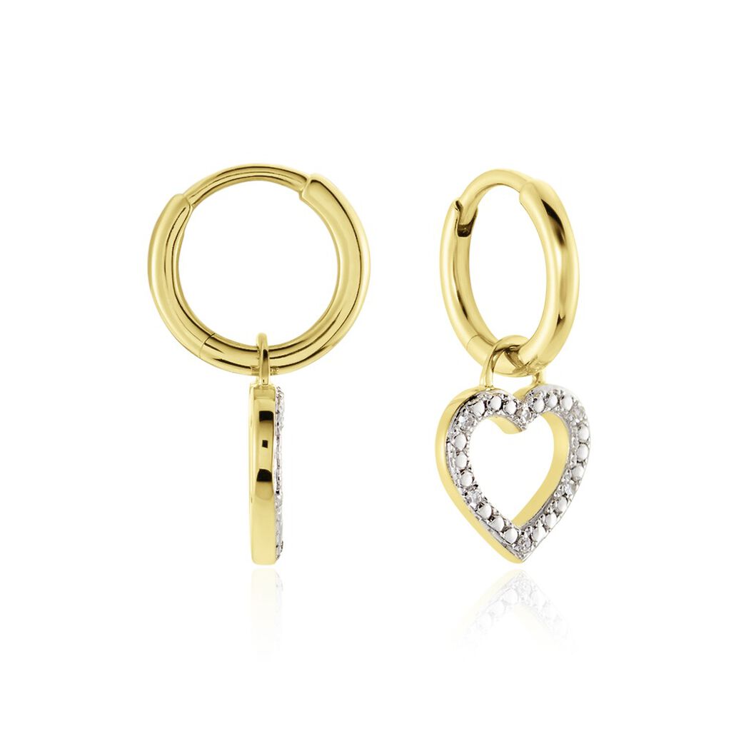 Créoles Belitana Or Jaune Diamant - Boucles d'Oreilles Coeur Femme | Histoire d’Or