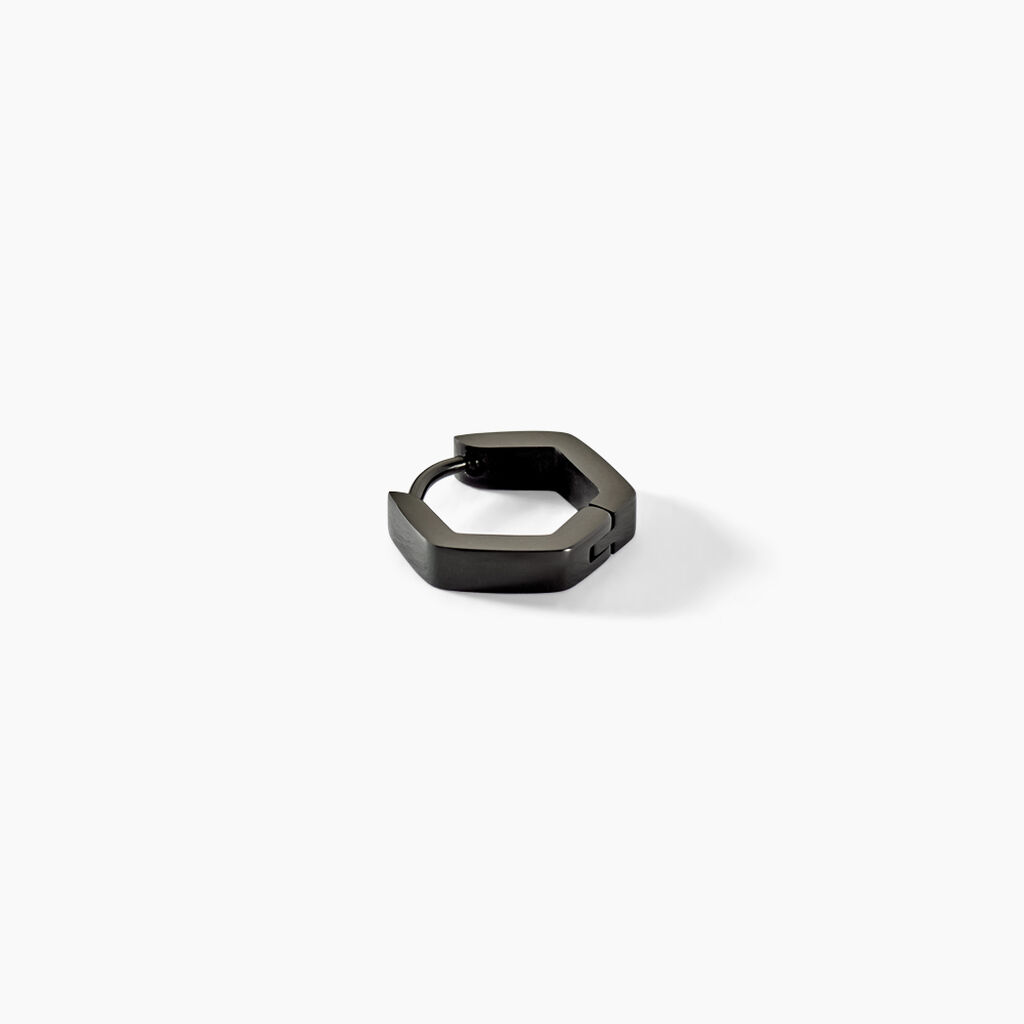 Créole Unitaire Albany Acier Noir - Boucles d'oreilles créoles Homme | Histoire d’Or