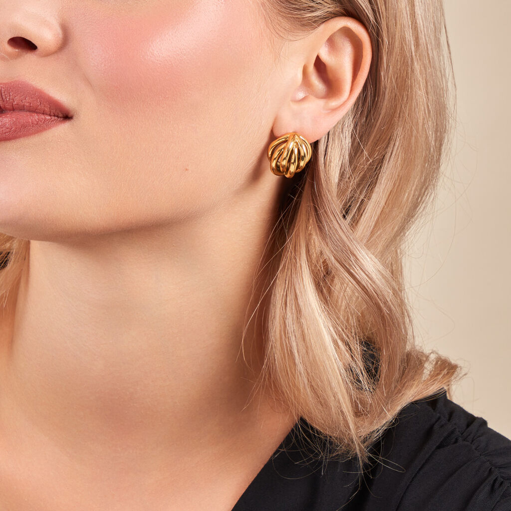 Boucles D'oreilles Puces Jackie Acier Jaune - Boucles d'oreilles fantaisie Femme | Histoire d’Or