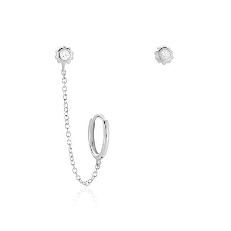 Boucles D'oreilles Dépareillées Macha Argent Blanc Oxyde De Zirconium - Boucles d'oreilles fantaisie Femme | Histoire d’Or
