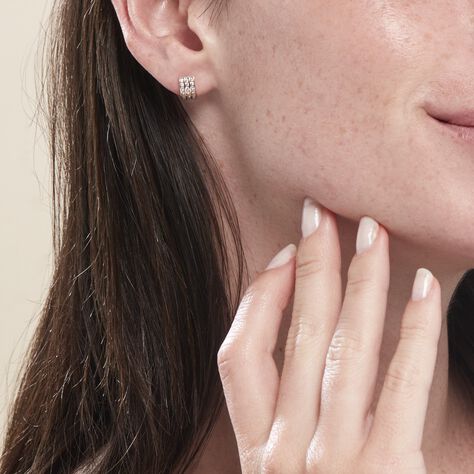 Demi Créoles Or Jaune Jacobea Oxyde De Zirconium - Boucles d'oreilles créoles Femme | Histoire d’Or