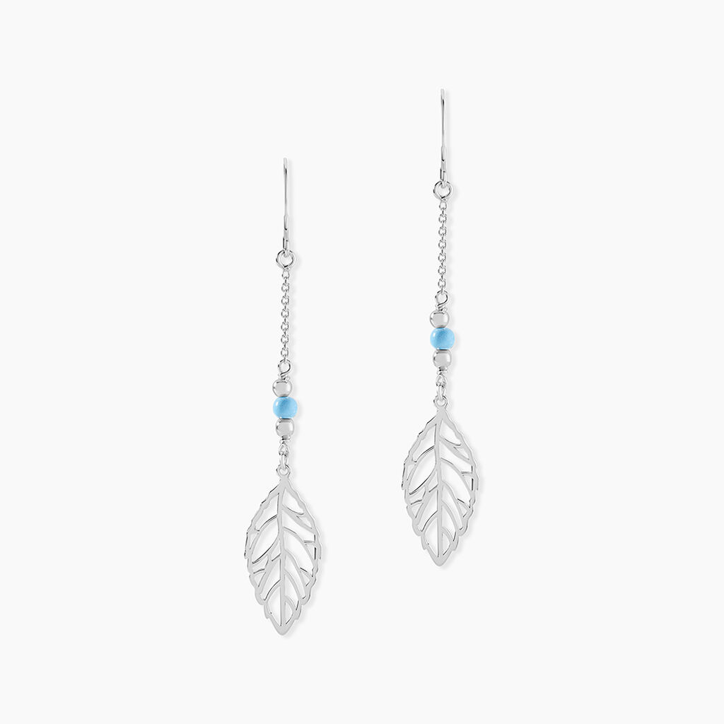 Boucles D'oreilles Pendantes Grethel Argent Blanc Turquoise - Boucles d'oreilles fantaisie Femme | Histoire d&rsquo;Or