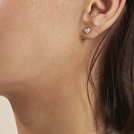 Boucles D'oreilles Puces Rossana Argent Rose Pierre De Synthese - Boucles d'oreilles fantaisie Femme | Histoire d’Or