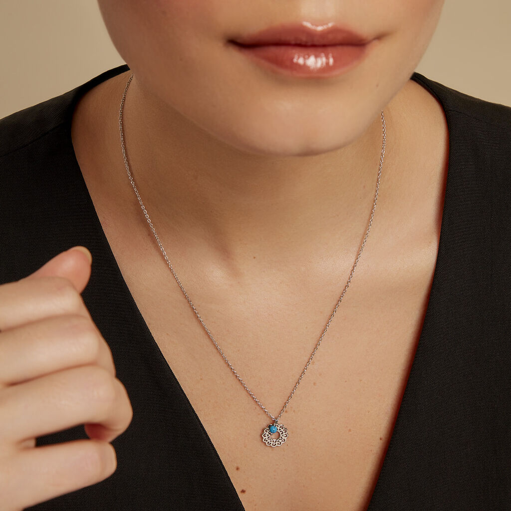 Collier Alvie Argent Blanc Turquoise - Colliers fantaisie Femme | Histoire d’Or