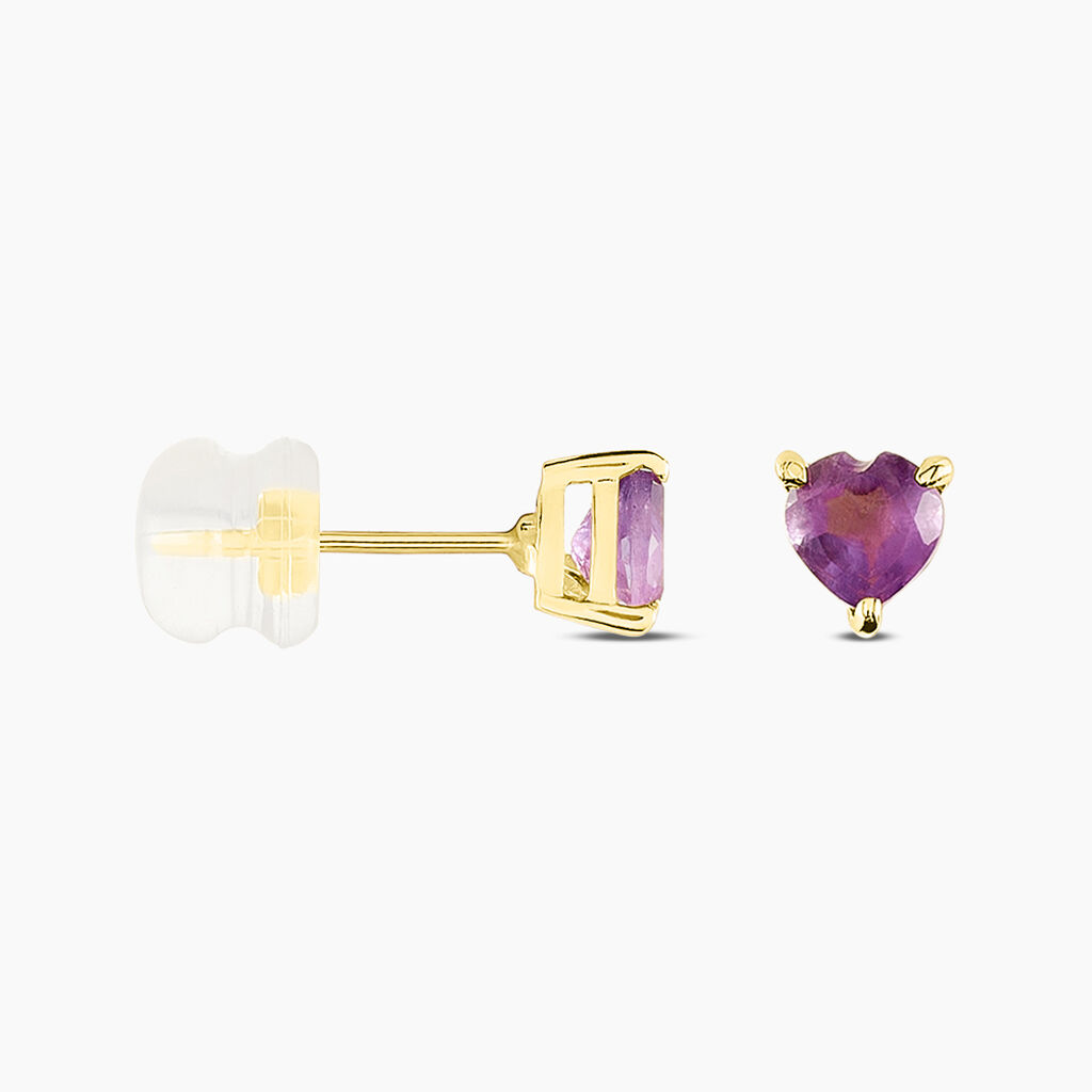 Boucles D'oreilles Puces Pasilla Or Jaune Améthyste - Clous d'oreilles Femme | Histoire d’Or