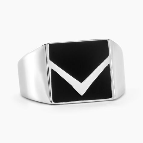 Chevalière Argent Blanc Christoffer Email - Chevalières Homme | Histoire d’Or
