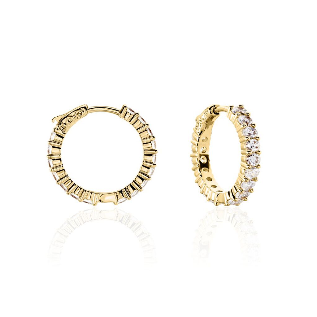Créoles Zoelia Plaqué Or Jaune Oxyde De Zirconium - Boucles d'oreilles créoles Femme | Histoire d’Or