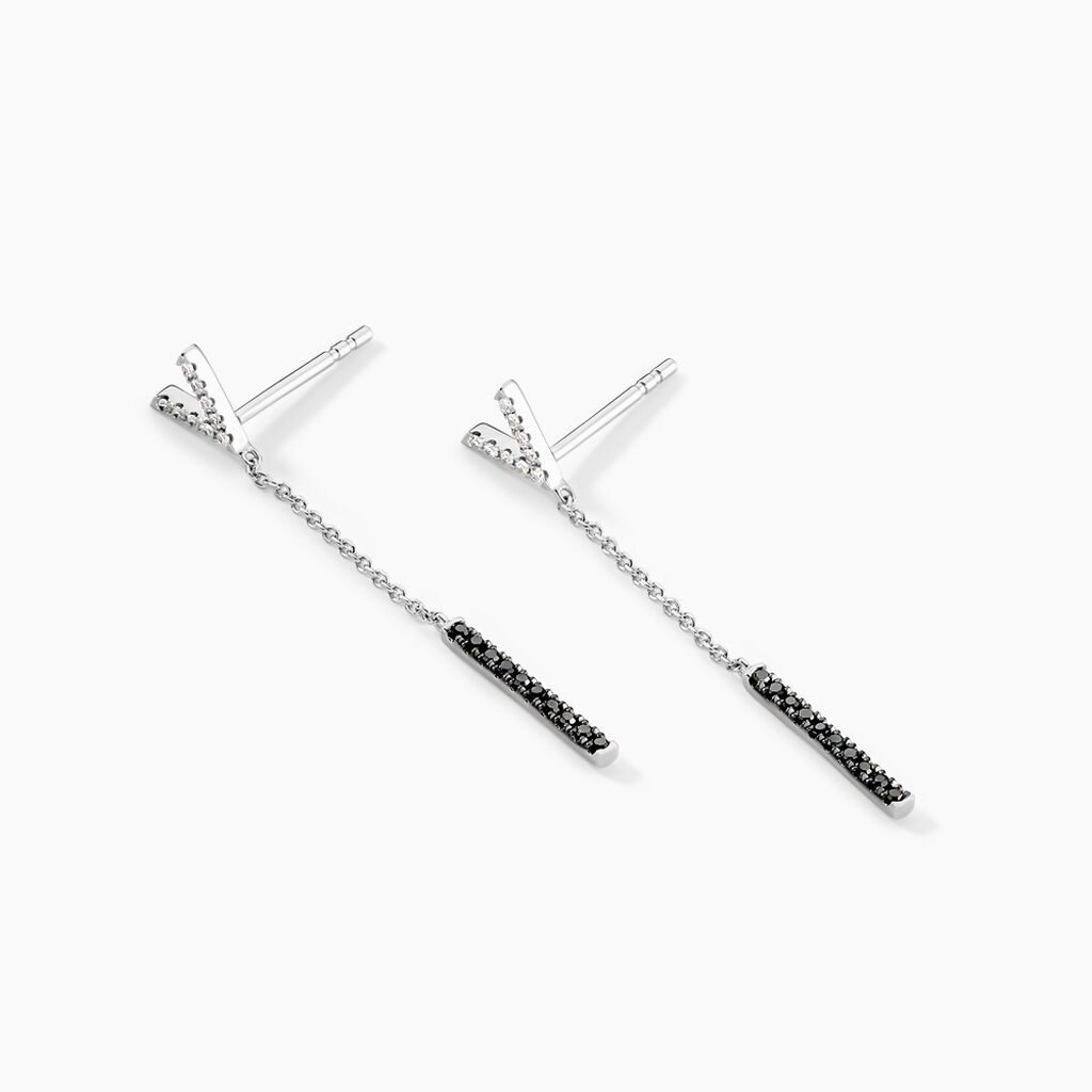 Boucles D'oreilles Pendantes Rachel Or Blanc Diamant - Boucles d'oreilles pendantes Femme | Histoire d’Or