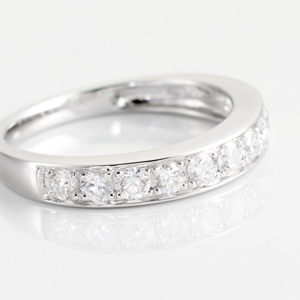 Demi-alliance Or Blanc  Valentine Diamant Synthetique - Bijoux Femme | Histoire d&rsquo;Or