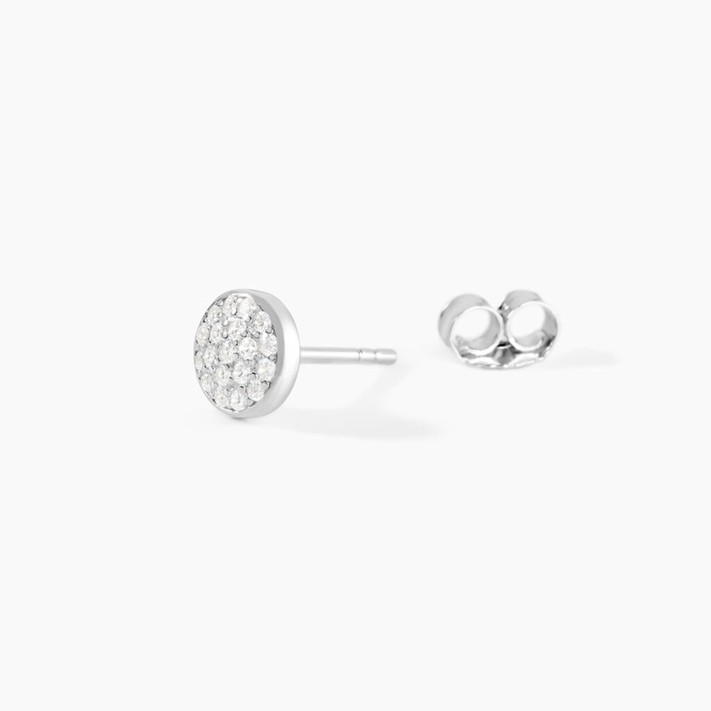 Boucles D'oreilles Puces Argent Blanc Victorin Oxydes De Zirconium - Boucles d'oreilles fantaisie Femme | Histoire d’Or