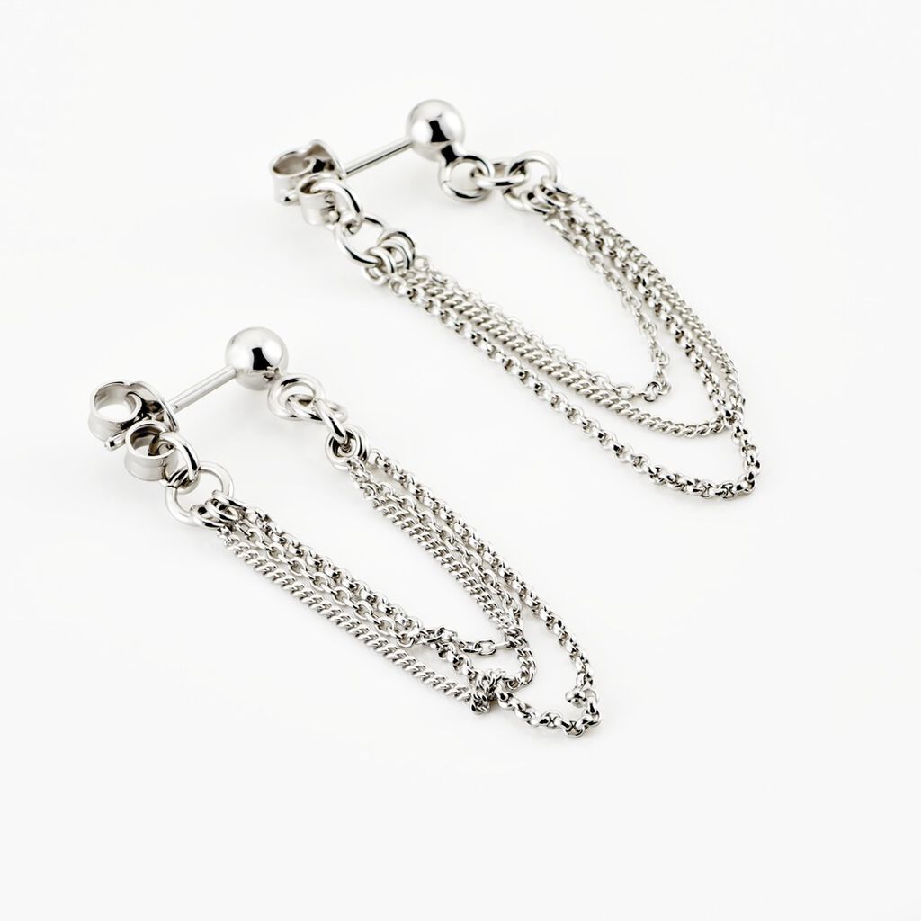 Boucles D'oreilles Pendantes Argent Blanc Novia - Boucles d'oreilles fantaisie Femme | Histoire d’Or