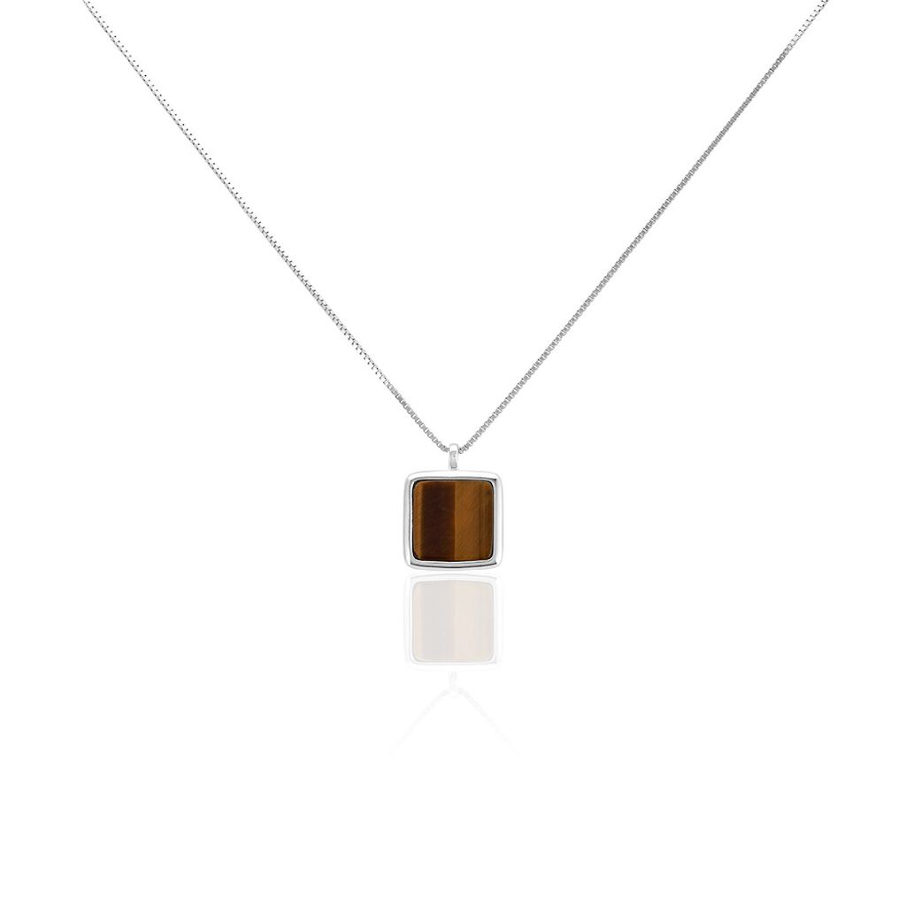 Collier Mani Argent Blanc Oeil De Tigre