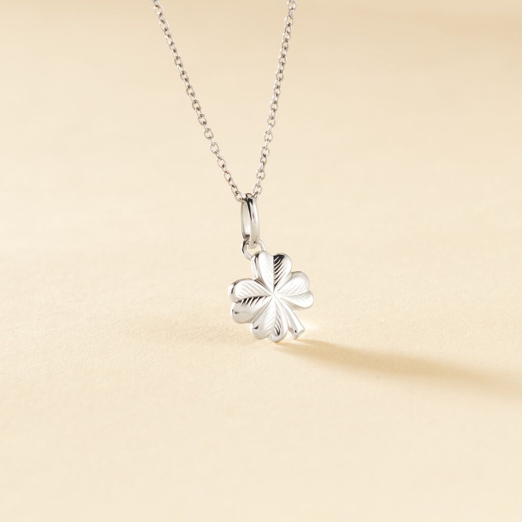 Collier Argent 925 Femme Pendentif Trèfle Bijoux Pour Femme Fille Maman, Chaîne De 45Cm Argent