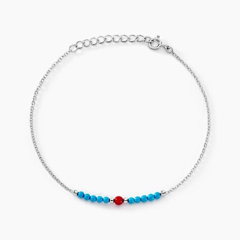 Bracelet Behati Argent Blanc Corail Turquoise - Bracelets Femme | Histoire d’Or