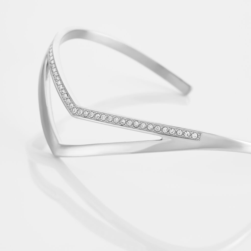 Bracelet Jonc Acier Blanc Strass - Bracelets joncs Femme | Histoire d’Or