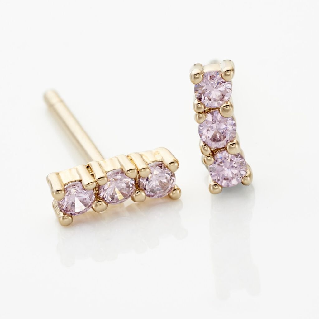 Boucles D'oreilles Puces Plaqu&eacute; Or Jaune Alodia Oxyde De Zirconium - Boucles d'oreilles fantaisie Femme | Histoire d&rsquo;Or