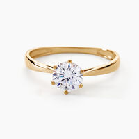 Solitaire Or Jaune Laurian Oxyde De Zirconium Blanc
