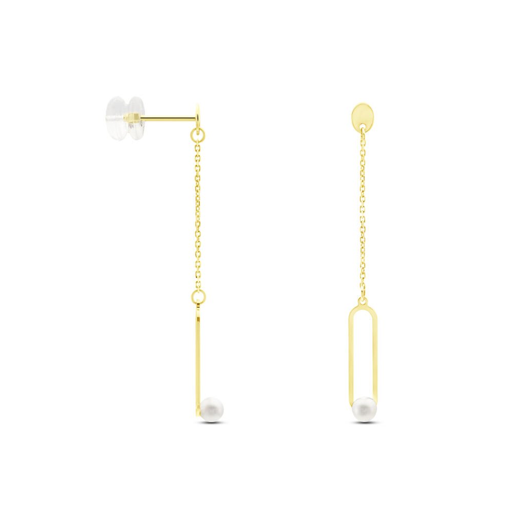 Boucles D'oreilles Pendantes Or Jaune Lucasta Perle De Culture - Boucles d'oreilles pendantes Femme | Histoire d’Or