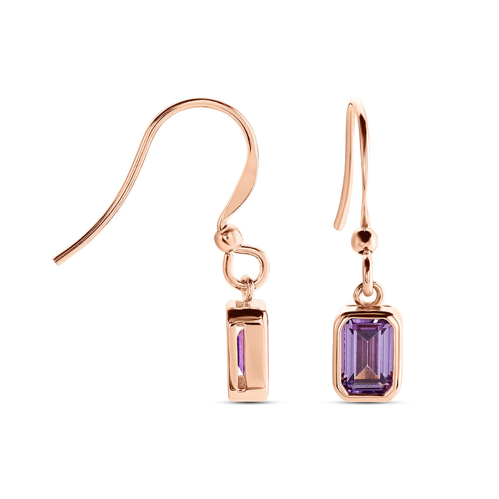 Boucles D'oreilles Pendantes Purple Mood Argent Rose Oxyde - Boucles d'oreilles fantaisie Femme | Histoire d’Or