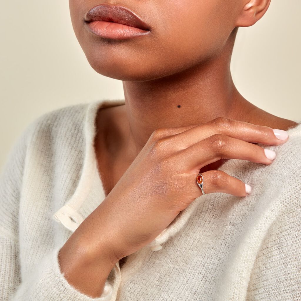 Bague Marquita Argent Blanc Ambre - Bagues avec pierre Femme | Histoire d’Or