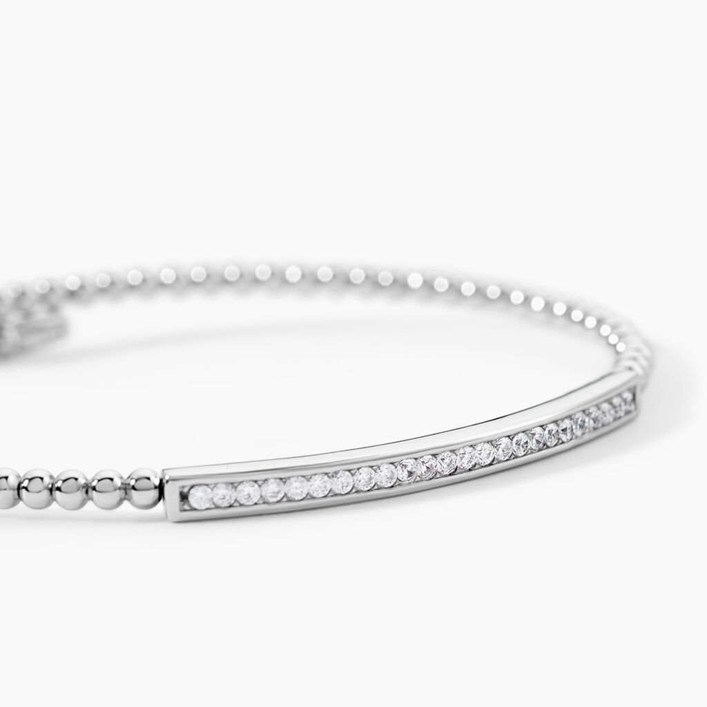 Bracelet Jonc Fuerza Argent Blanc Oxyde De Zirconium - Bracelets joncs Femme | Histoire d&rsquo;Or