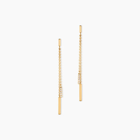 Boucles D'Oreilles Pendantes Ainhoaa Or Jaune Diamant - Boucles d'oreilles pendantes Femme | Histoire d&rsquo;Or