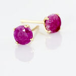 Boucles D'oreilles Puces Elea Serti Griffe Or Jaune Rubis - Clous d'oreilles Femme | Histoire d&rsquo;Or