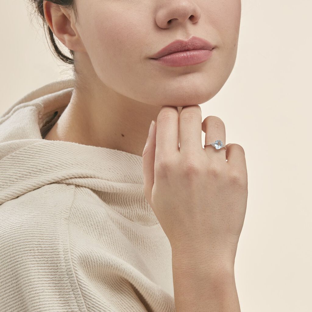 Bague Andreani Or Blanc Topaze Et Oxyde De Zirconium - Bagues solitaires Femme | Histoire d’Or