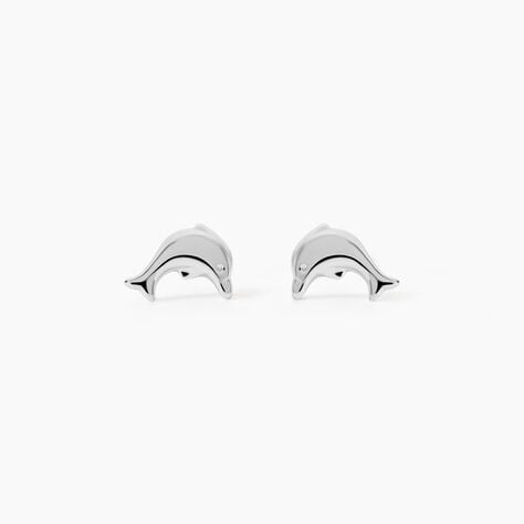 Boucles D'oreilles Puces Fulvie Dauphin 5 Or Blanc - Clous d'oreilles Femme | Histoire d&rsquo;Or
