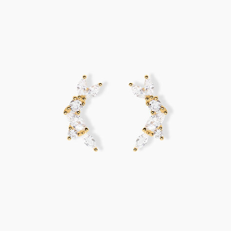 Boucles D'Oreilles Puces Sparkle Or Jaune Oxyde De Zirconium - Clous d'oreilles Femme | Histoire d&rsquo;Or