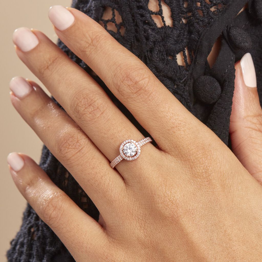 Bague Garine Or Rose Oxyde De Zirconium - Bagues solitaires Femme | Histoire d’Or
