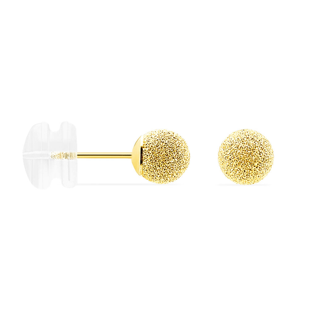 Boucles D'oreilles Puces Fidelia Boule Sablee Or Jaune - Clous d'oreilles Femme | Histoire d’Or