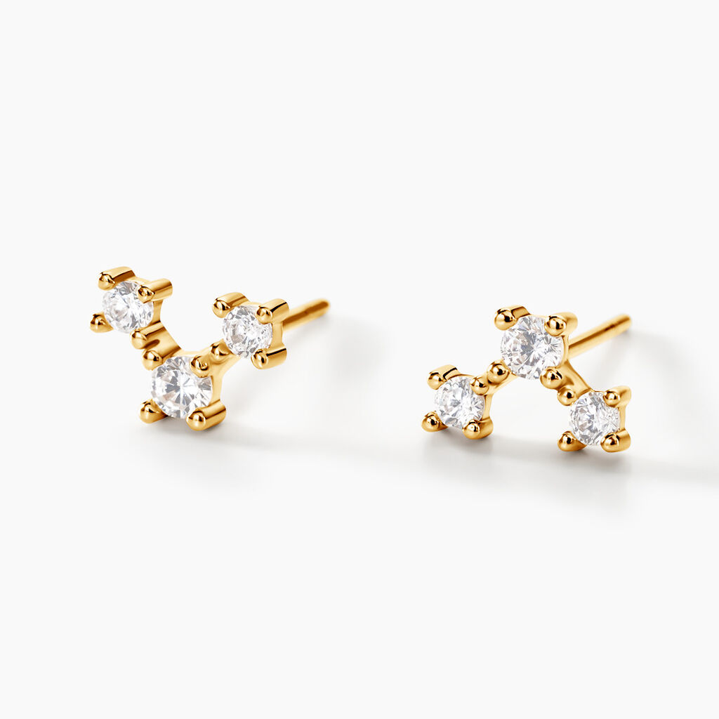 Boucles D'oreilles Puces Athanas Or Jaune Oxyde De Zirconium - Clous d'oreilles Femme | Histoire d’Or