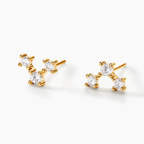 Boucles D'oreilles Puces Athanas Or Jaune Oxyde De Zirconium - Clous d'oreilles Femme | Histoire d’Or