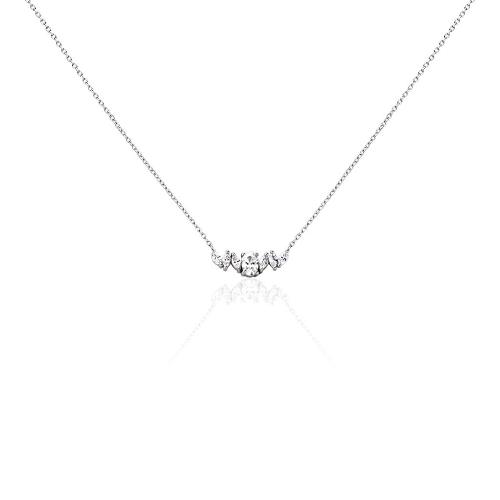 Collier Argent Blanc Winter Sweetness Oxyde De Zirconium