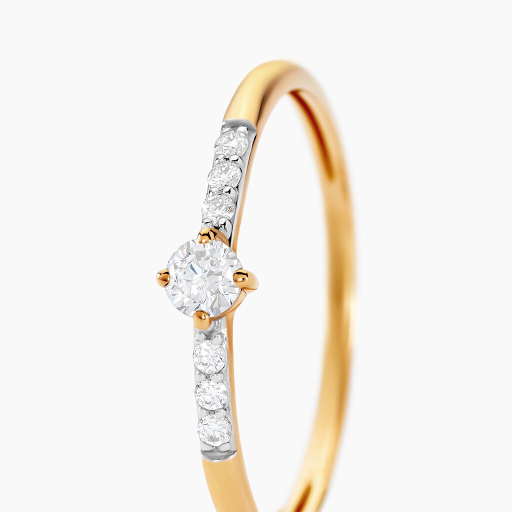 Bague Rebeckah Or Jaune Diamant Synth&eacute;tique - Bagues solitaires Femme | Histoire d&rsquo;Or