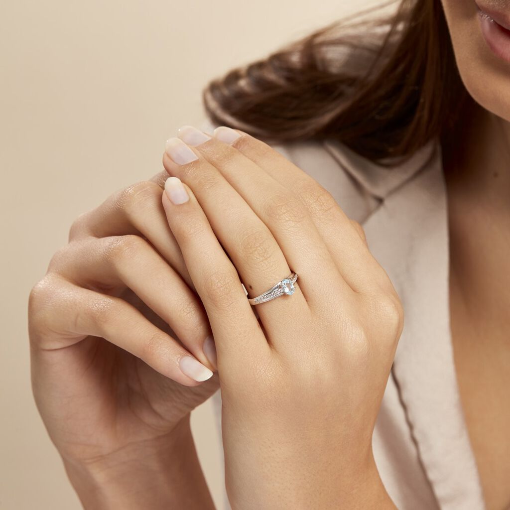 Bague Solitaire Tahyss Or Blanc Topaze Et Oxyde De Zirconium - Bagues solitaires Femme | Histoire d’Or
