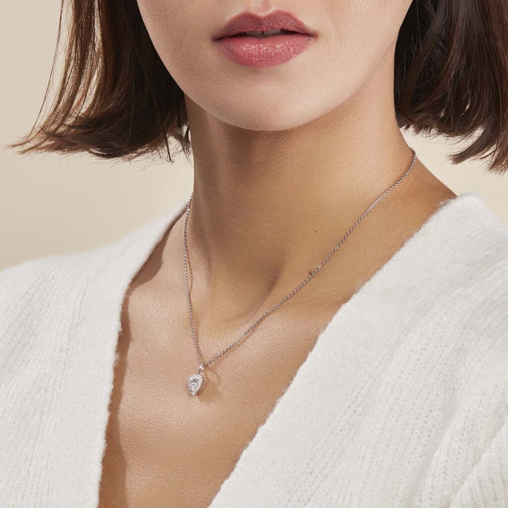 Collier Calvi Argent Blanc Oxyde De Zirconium - Colliers fantaisie Femme | Histoire d’Or