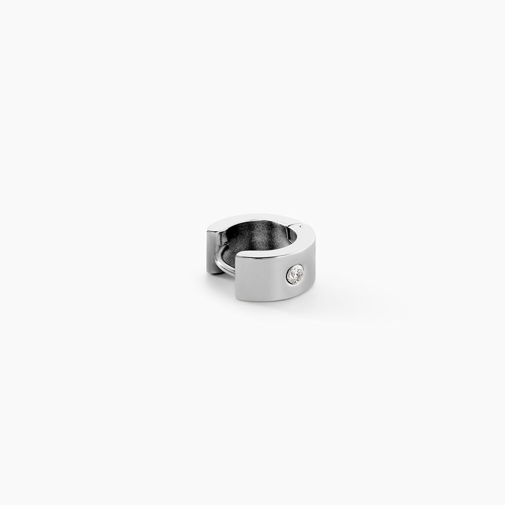 Cr&eacute;oles Hugo Acier Blanc Oxyde De Zirconium - Boucles d'oreilles cr&eacute;oles Homme | Histoire d&rsquo;Or