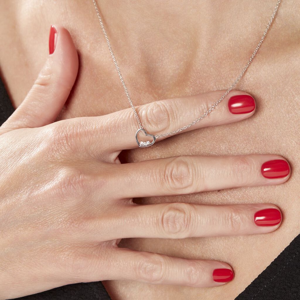 Collier Argent Shelan Oxydes De Zirconium - Colliers Coeur Femme | Histoire d’Or