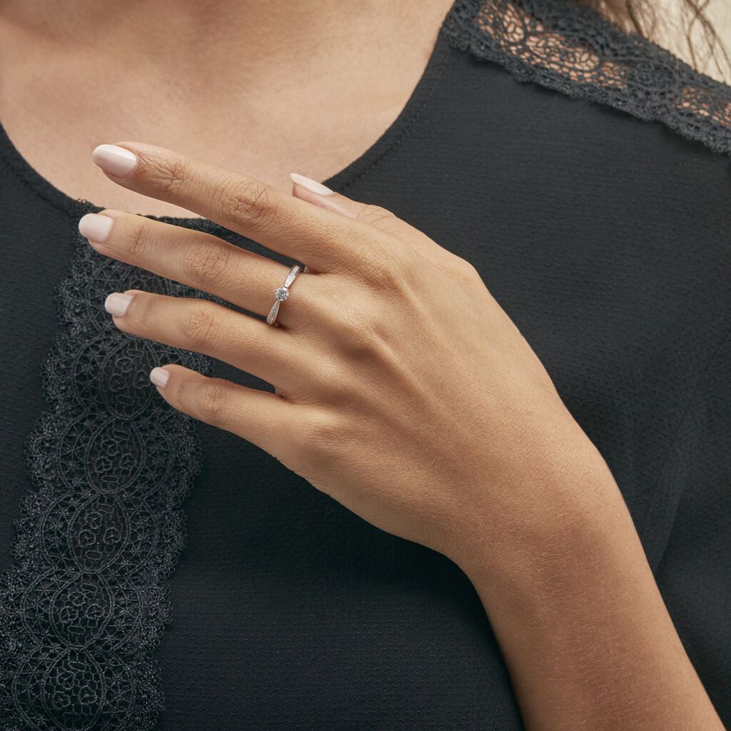 Bague Solitaire Symphonie Or Blanc Diamant - Bagues solitaires Femme | Histoire d’Or