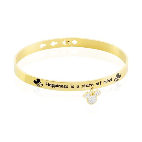 Bracelet Jonc Disney Acier Doré Cristaux - Bracelets fantaisie Femme | Histoire d’Or